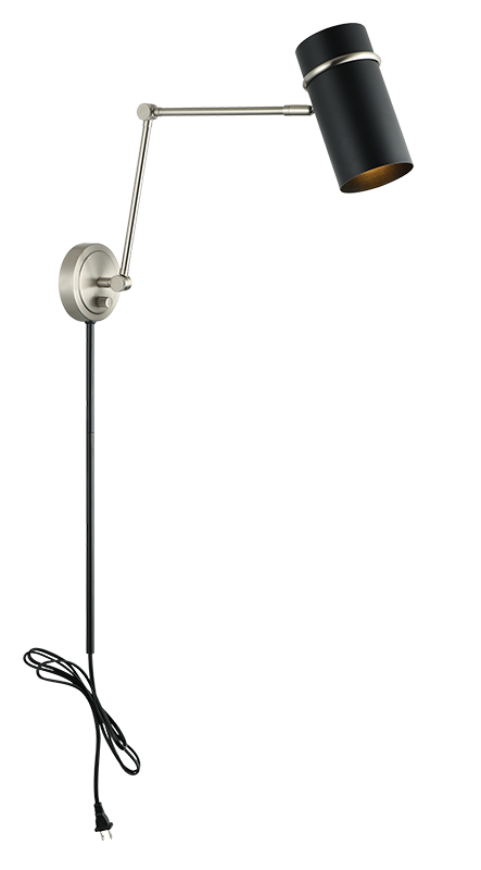 Matteo Lighting Cilindro 13" Wall Sconce in Brushed Nickel + Matte Black (S17721BNMB) – alternate view