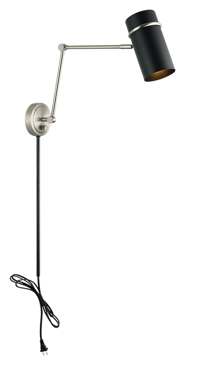 Matteo Lighting Cilindro 13" Wall Sconce in Brushed Nickel + Matte Black (S17721BNMB) – alternate view
