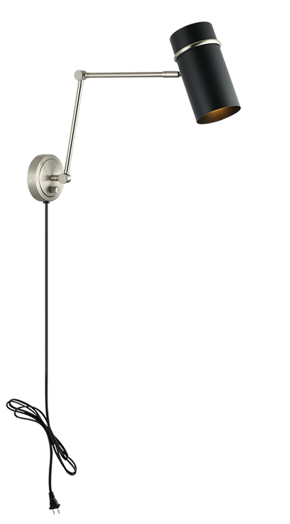 Matteo Lighting Cilindro 13" Wall Sconce in Brushed Nickel + Matte Black (S17721BNMB) – alternate view