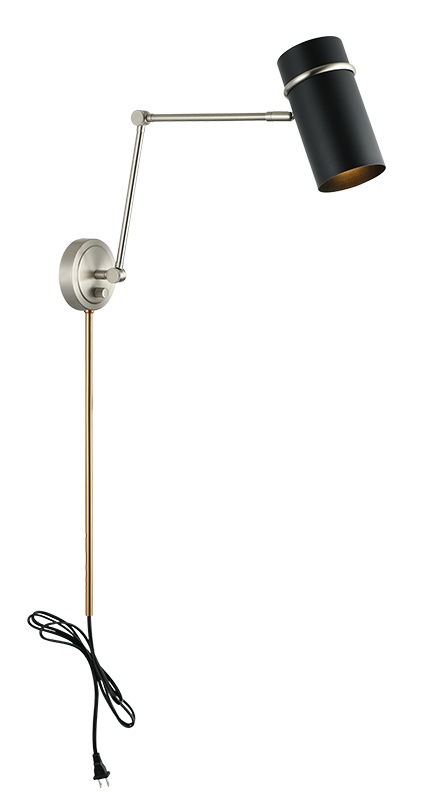 Matteo Lighting Cilindro 13" Wall Sconce in Brushed Nickel + Matte Black (S17721BNMB) – alternate view