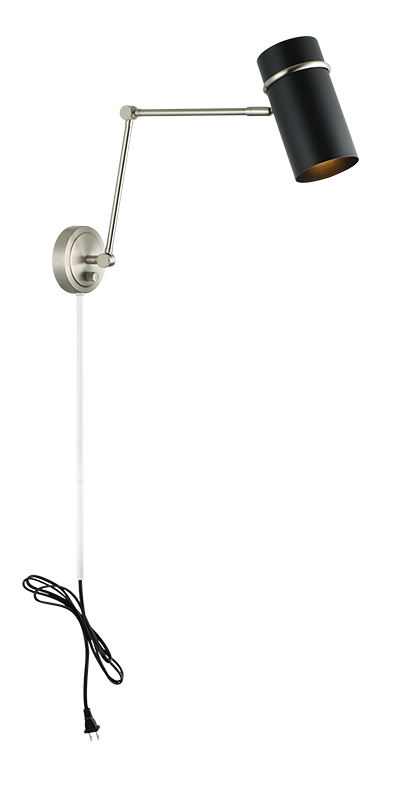 Matteo Lighting Cilindro 13" Wall Sconce in Brushed Nickel + Matte Black (S17721BNMB) – alternate view