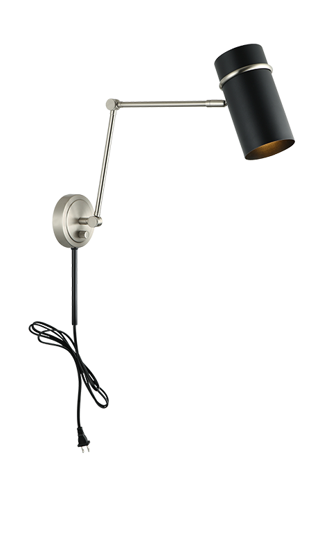 Matteo Lighting Cilindro 13" Wall Sconce in Brushed Nickel + Matte Black (S17721BNMB) – alternate view