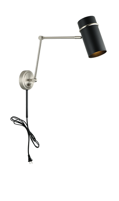 Matteo Lighting Cilindro 13" Wall Sconce in Brushed Nickel + Matte Black (S17721BNMB) – alternate view