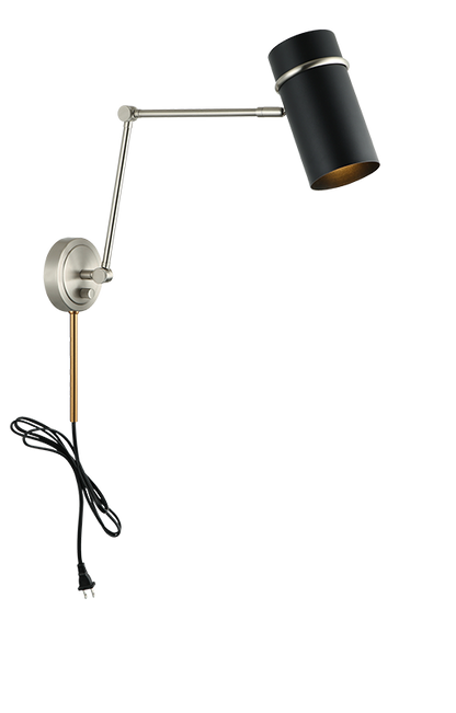 Matteo Lighting Cilindro 13" Wall Sconce in Brushed Nickel + Matte Black (S17721BNMB) – alternate view