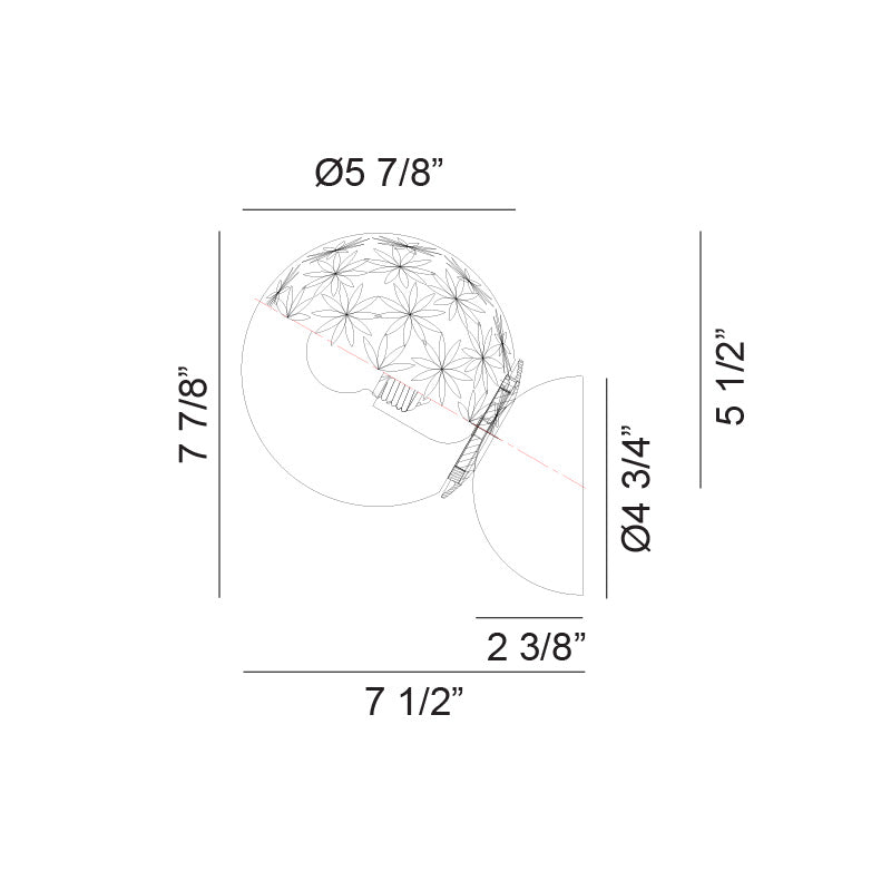 Matteo Lighting Nola 8" Wall Sconce – line drawing with dimensions
