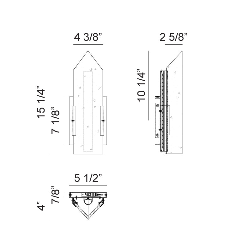 Matteo Lighting Rigio 16" LED Bath Vanity Light – line drawing with dimensions