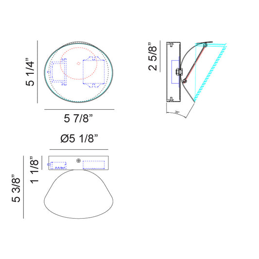 Matteo Lighting Emerson 6" LED Wall Sconce – line drawing with dimensions