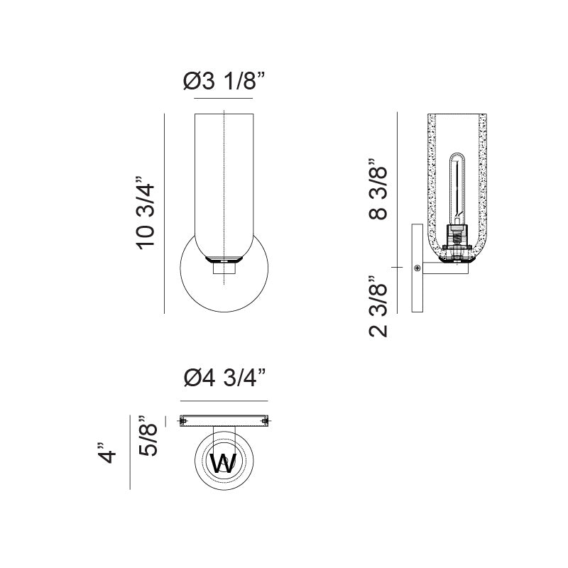 Matteo Lighting Jules 11" Wall Sconce – line drawing with dimensions