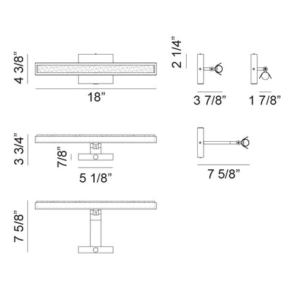Matteo Lighting Harper 18" LED Picture Light – line drawing with dimensions