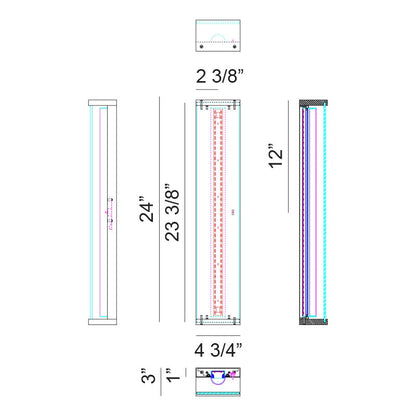 Matteo Lighting Stratum 24" LED Wall Sconce – line drawing with dimensions