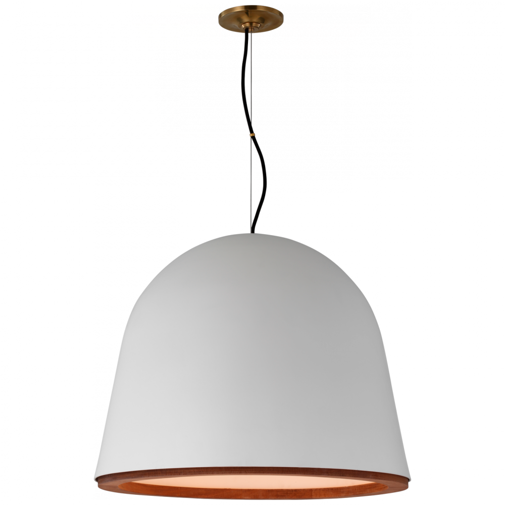 Visual Comfort Signature Murphy Large Pendant Plaster White and Dark Teak