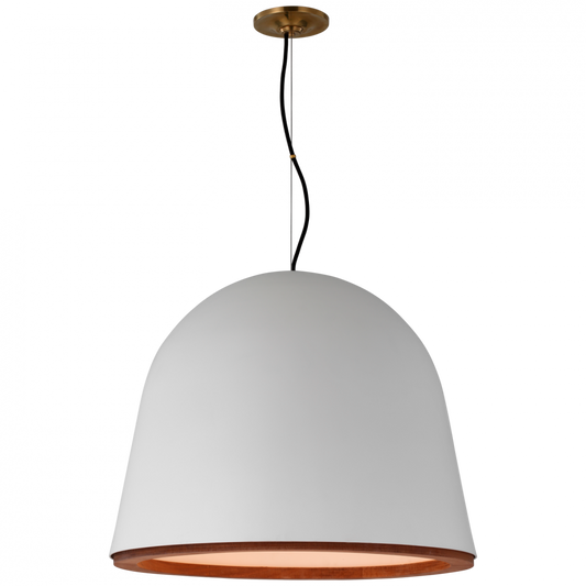 Visual Comfort Signature Murphy Large Pendant Plaster White and Dark Teak
