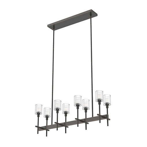 Alora Lighting Salita Linear Pendant Urban Bronze, Ribbed Crystal