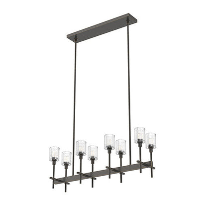 Alora Lighting Salita Linear Pendant Urban Bronze, Ribbed Crystal
