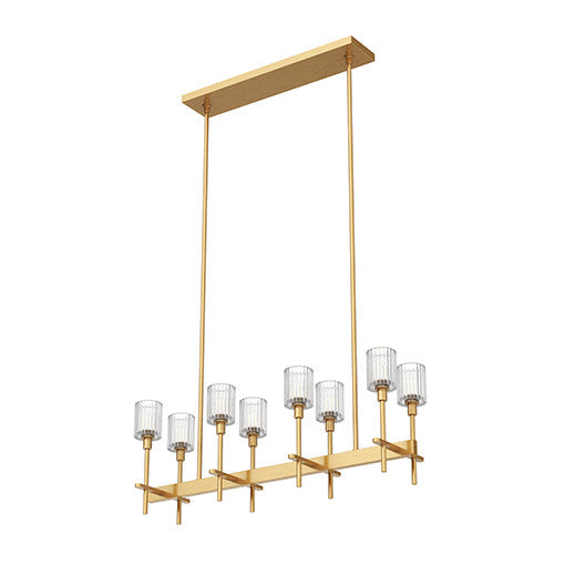 Alora Lighting Salita Linear Pendant Vintage Brass, Ribbed Crystal
