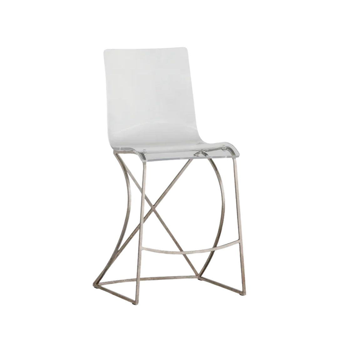 Gabby Johnson Counter Stool Clear, Antique Silver