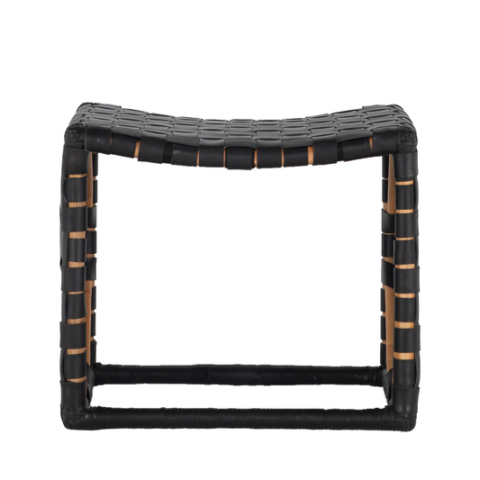 Dover Traditional Black Leather Stool
