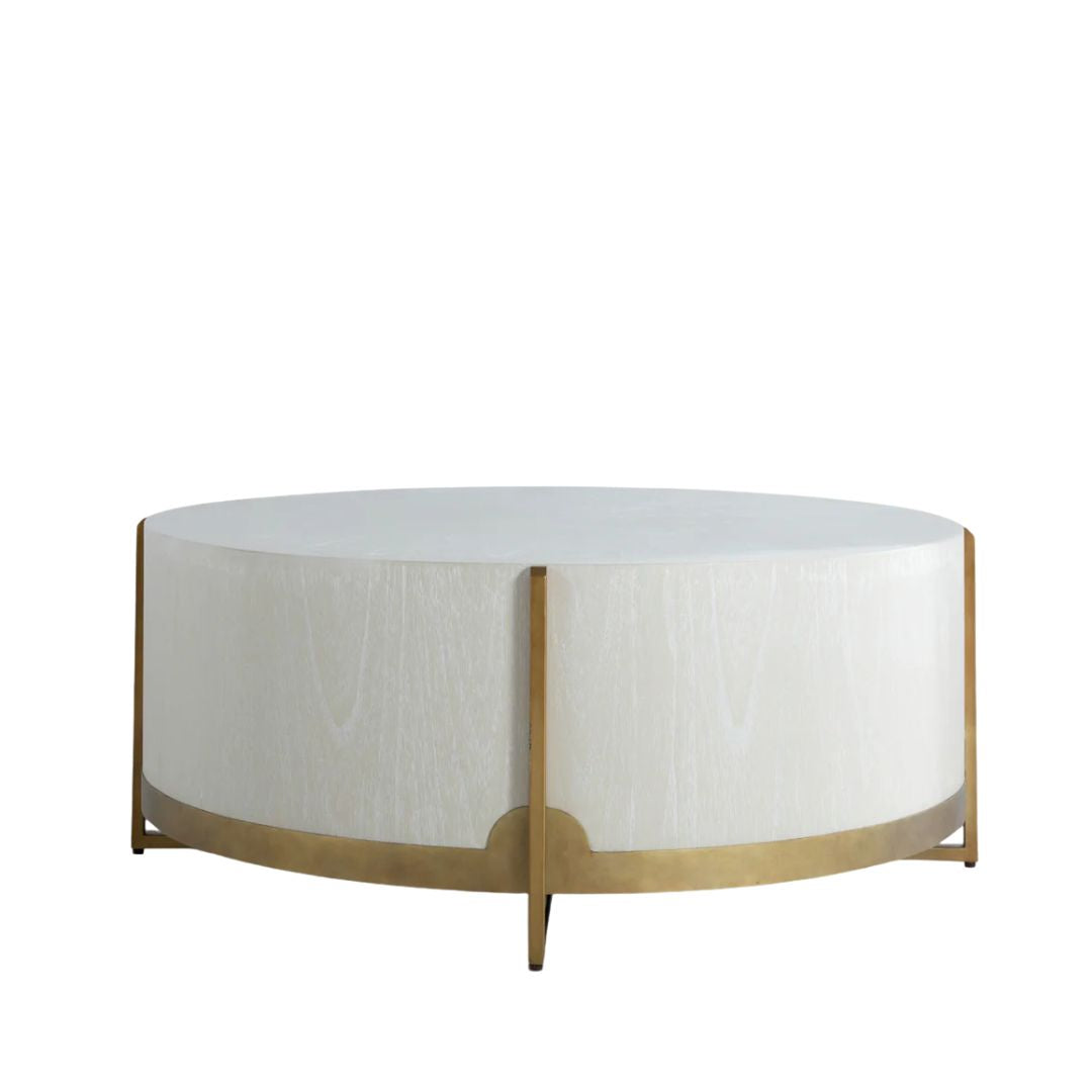 Gabby Clifton Coffee Table Brass, White Cerused Oak