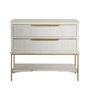 Gabby Riggs Nightstand Distressed Antique White, Gold