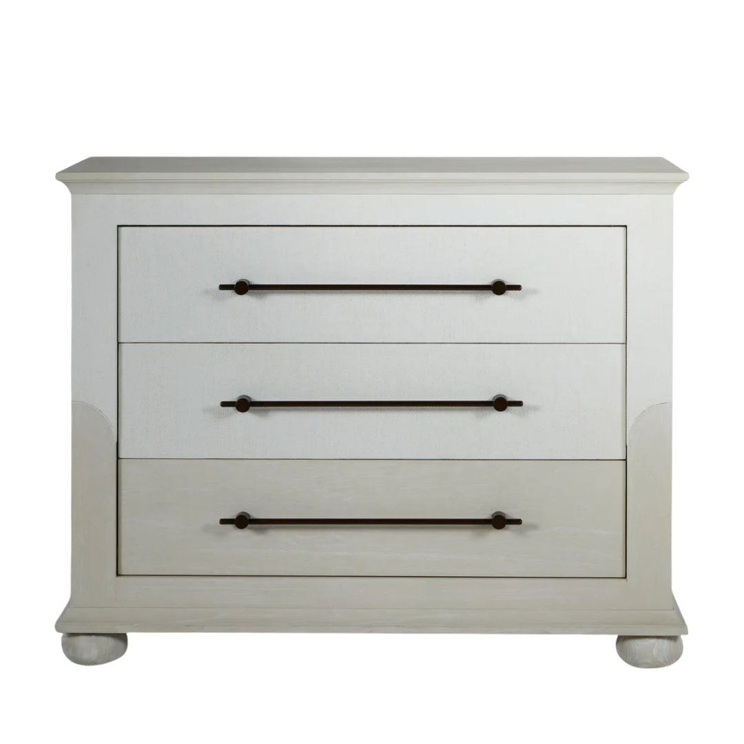 Gabby Crestine Chest Cerused White, Antique Bronze