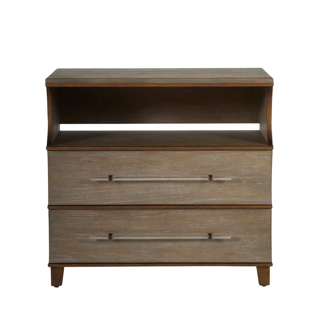 Gabby Evonne Nightstand Antique Bronze, Cerused Natural Gray