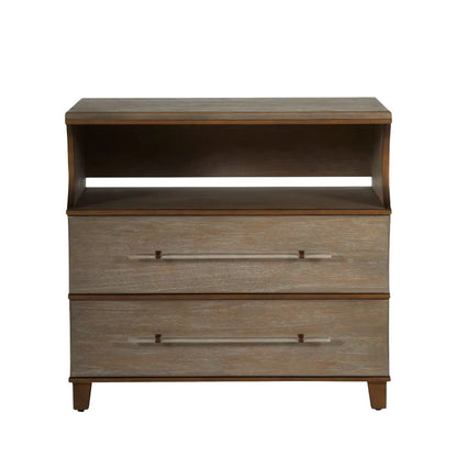 Gabby Evonne Nightstand Antique Bronze, Cerused Natural Gray