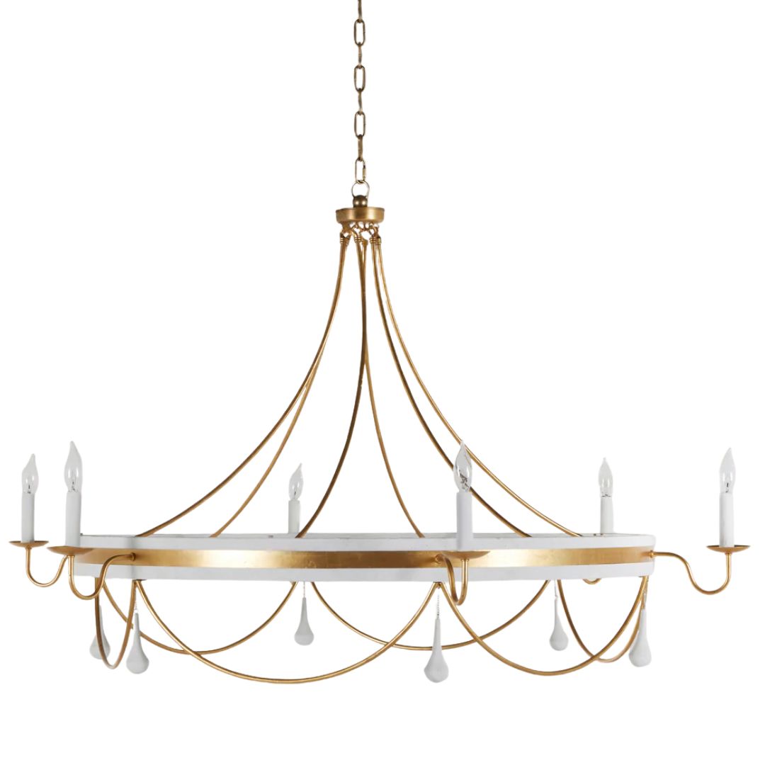 Gabby Jean Chandelier Plaster White, Vintage Gold