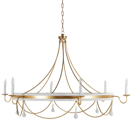 Gabby Jean Chandelier Plaster White, Vintage Gold