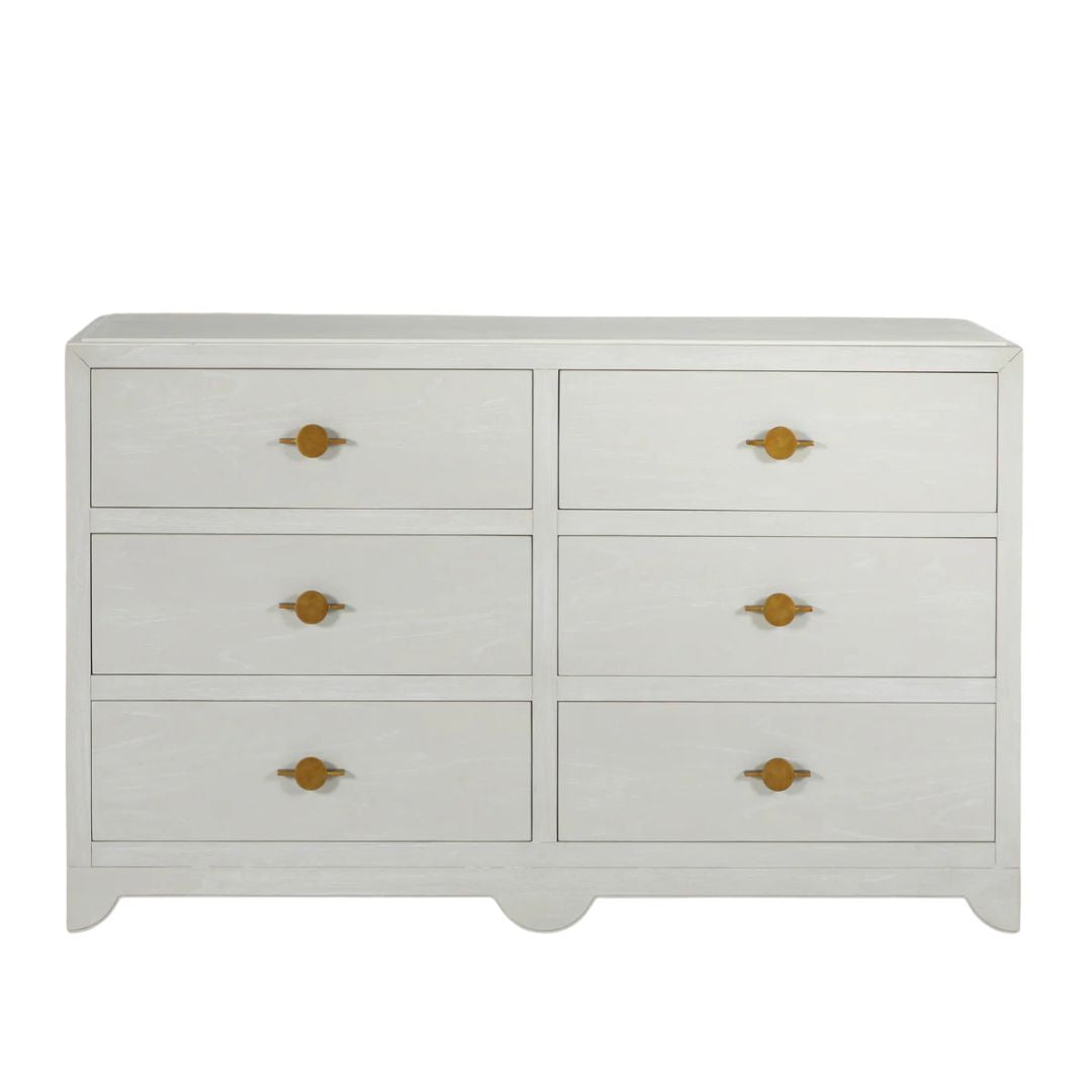 Gabby Fairmont Dresser Cerused White, Stained Gold