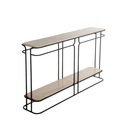 Gabby Louise Console Table Limestone, Textured Matte Black