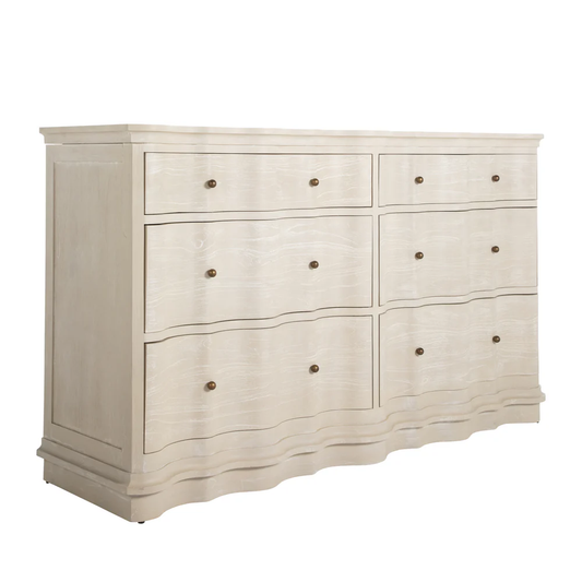 Gabby Meredith Dresser Stain Brass, Textured Cerused White