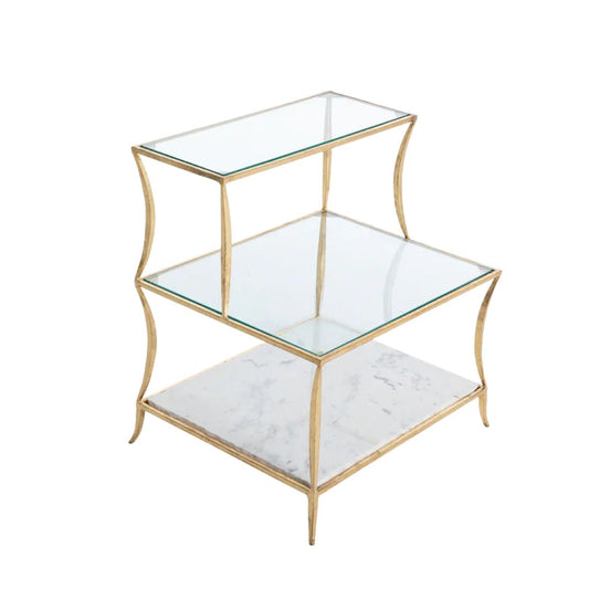 Gabby Hirsch Side Table Royale Leaf, Specked White Marble