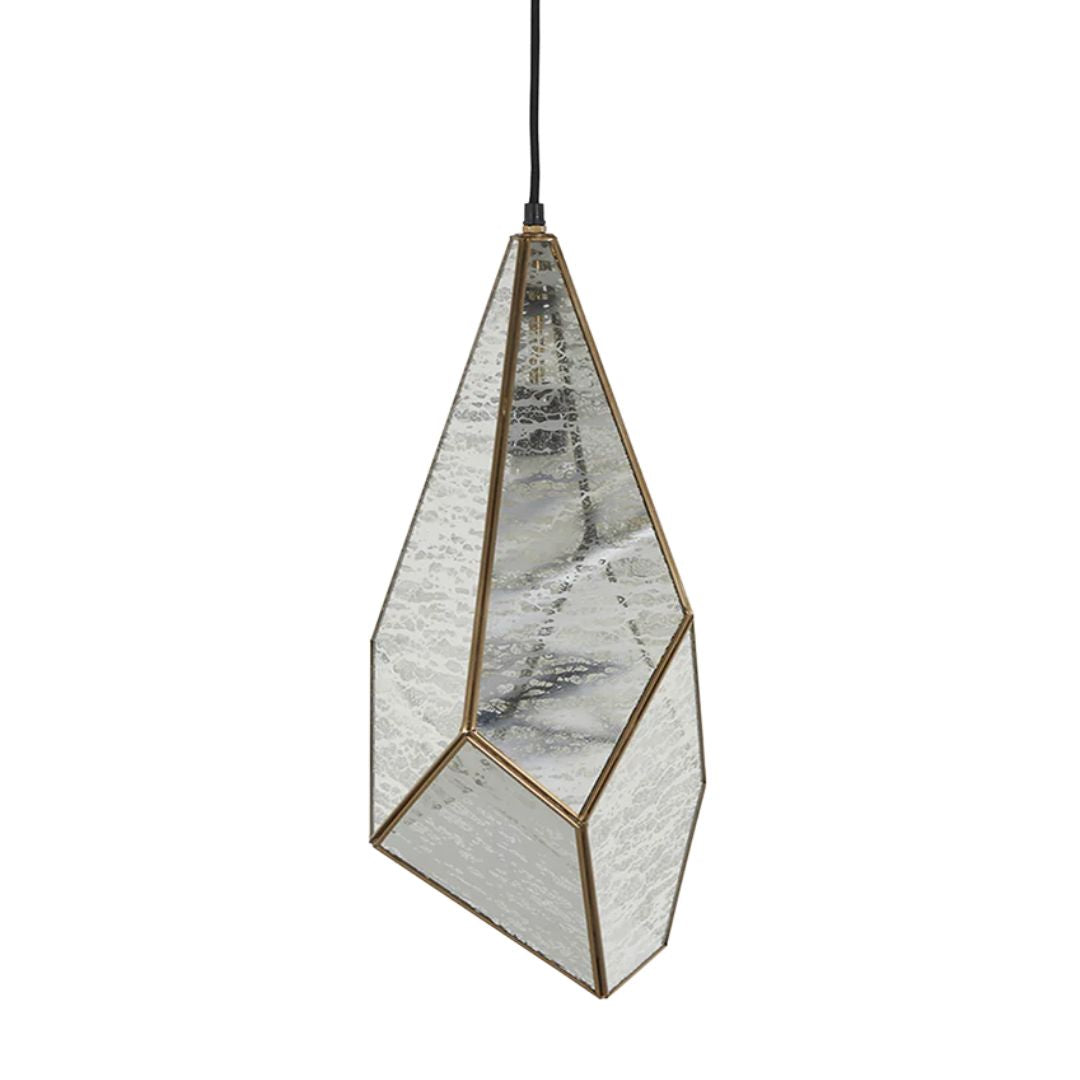 Gabby Mara Pendant Antique Brushed Brass, Silver Mercury Glass