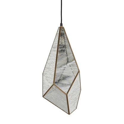 Gabby Mara Pendant Antique Brushed Brass, Silver Mercury Glass