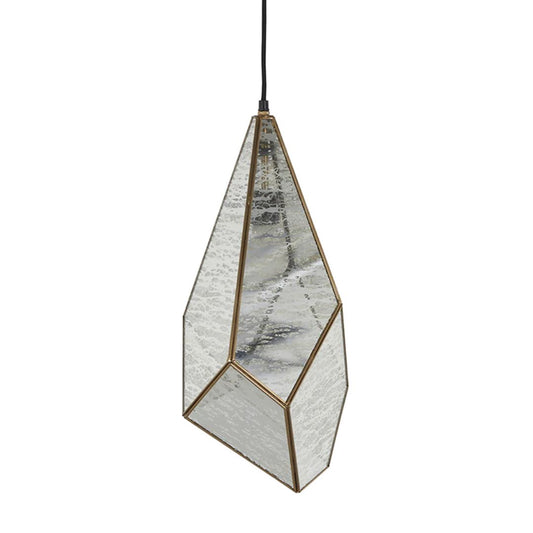 Gabby Mara Pendant Antique Brushed Brass, Silver Mercury Glass
