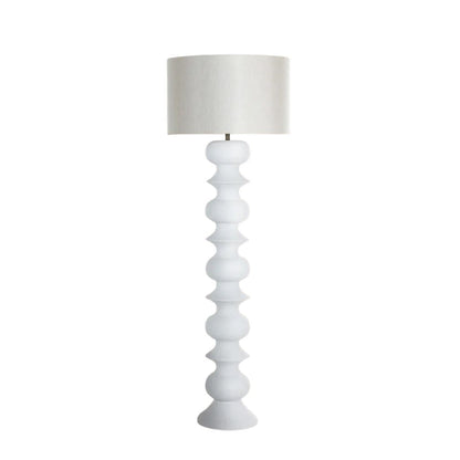 Gabby Claudius Floor Lamp Brushed Copper, Plaster White, White Linen