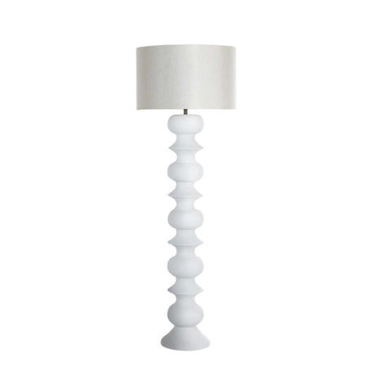 Gabby Claudius Floor Lamp Brushed Copper, Plaster White, White Linen