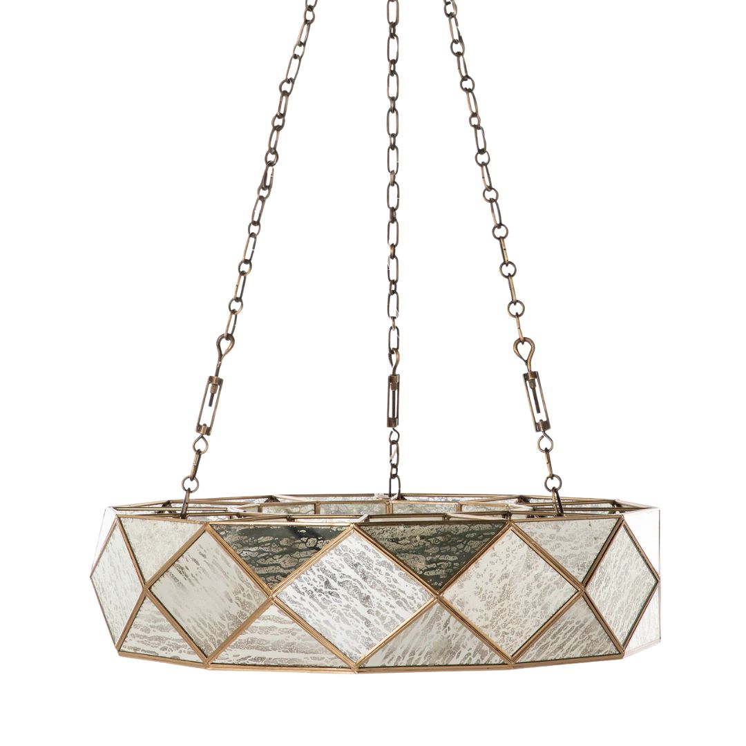 Gabby Maybelle Chandelier Antique Brushed Brass, Silver Mercury Glass