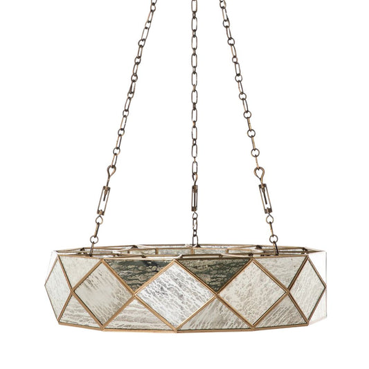 Gabby Maybelle Chandelier Antique Brushed Brass, Silver Mercury Glass