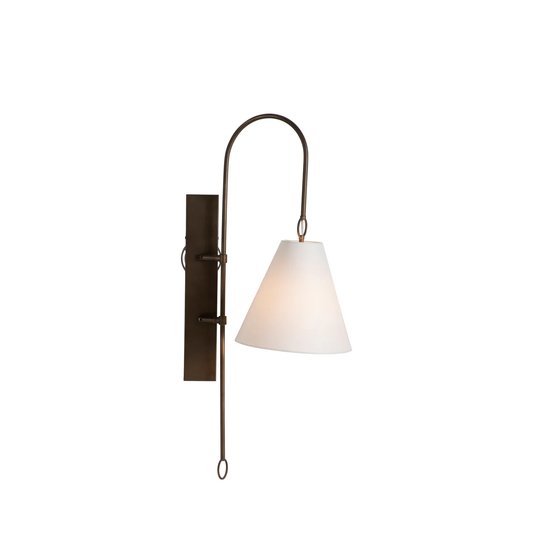 Gabby Anniston Wall Sconce Feather White Linen, Rubbed Bronze