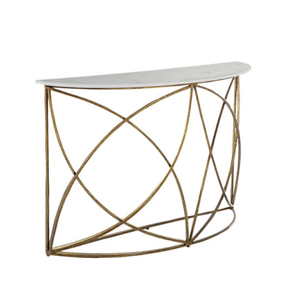 Gabby Wayland Console Table Antique Aged Brass, White Banswara Marble