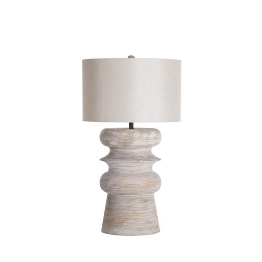 Gabby Claudius Whitewashed Table Lamp Light Washed Wood, Smokey Grey Linen, Venet