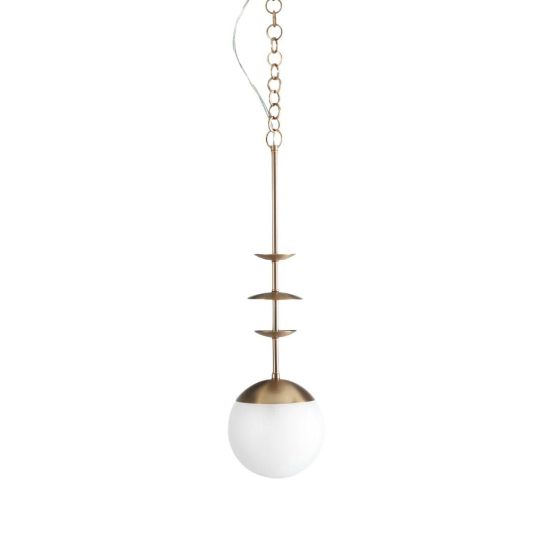 Gabby Mod Pendant Brushed Brass, Frosted White