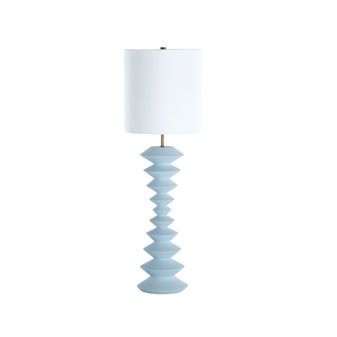 Gabby Irving Console Lamp Dark Bronze, Linen Fabric, Ocean Blue