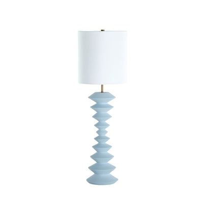 Gabby Irving Console Lamp Dark Bronze, Linen Fabric, Ocean Blue