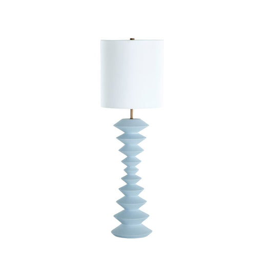 Gabby Irving Console Lamp Dark Bronze, Linen Fabric, Ocean Blue