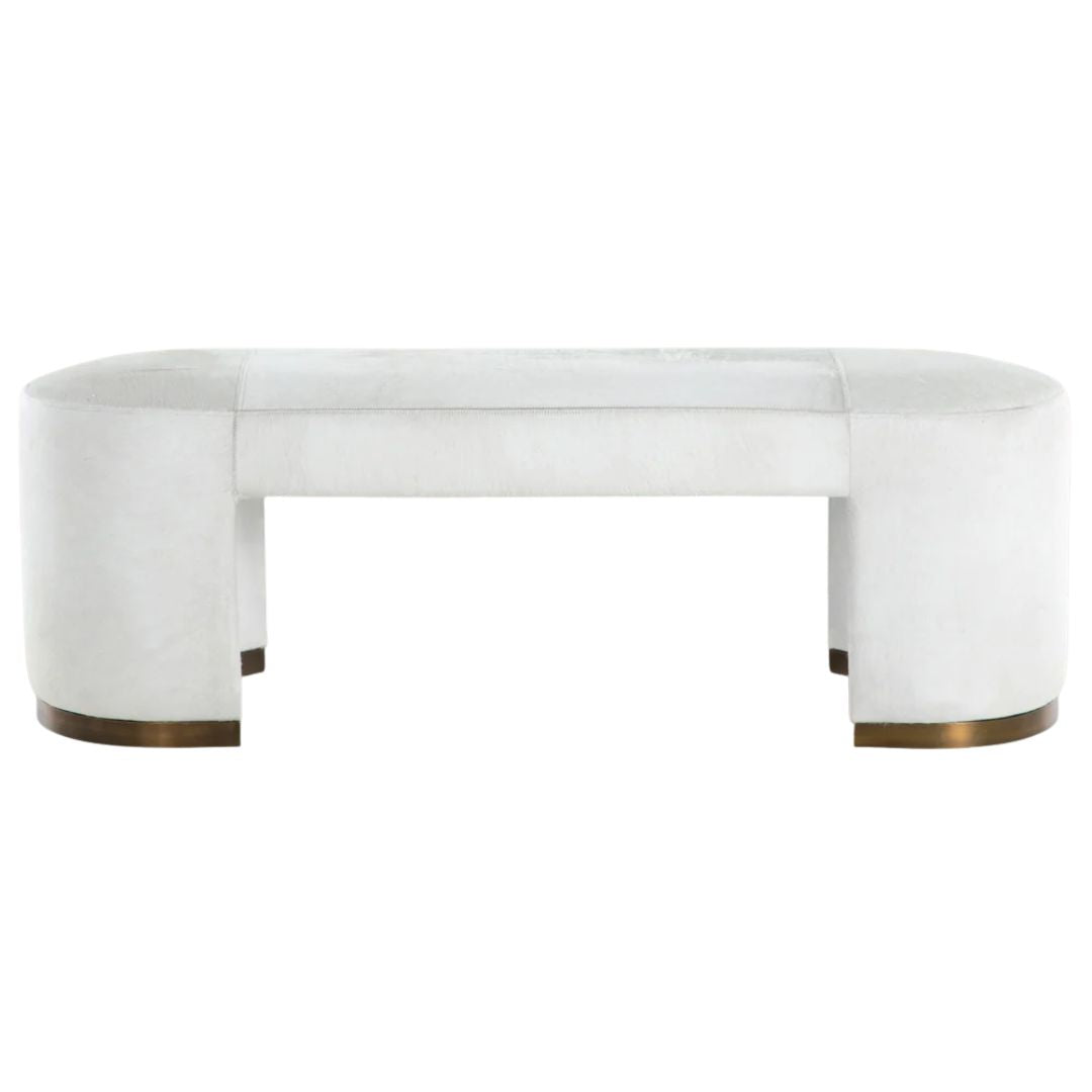Gabby Lucius Bench Antique Brass, Natural Ivory Hide