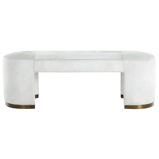 Gabby Lucius Bench Antique Brass, Natural Ivory Hide
