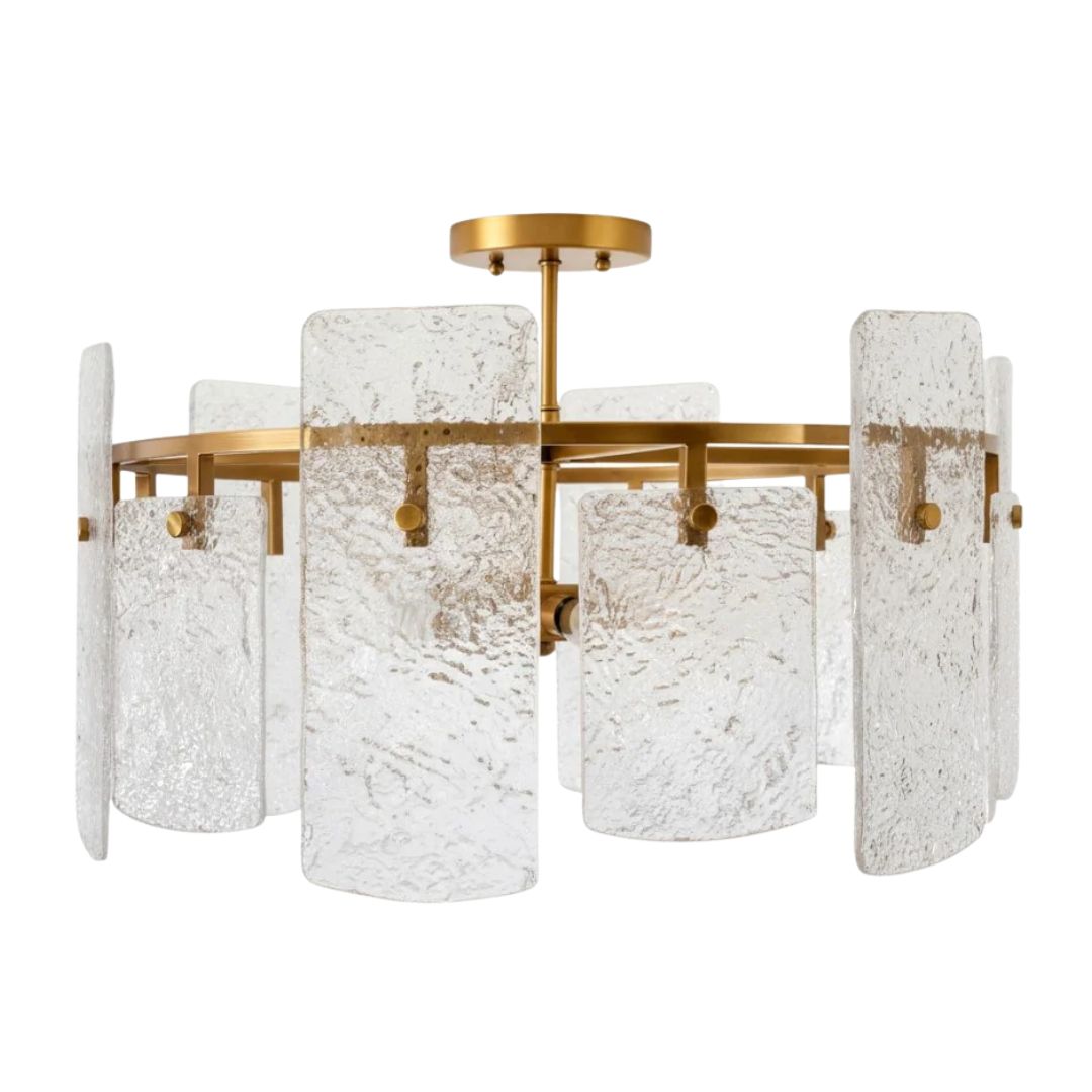 Gabby Augusta Flush Mount Antique Brass, Cast Glass