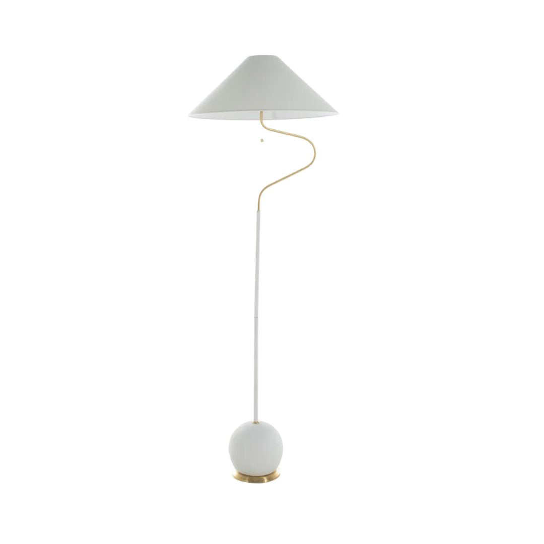 Gabby Lombard Floor Lamp Feather White, Gilded Gold, Plaster White